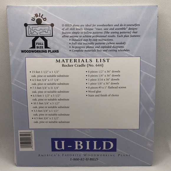 U-Bild Woodworking Plans for Rocker Cradle Combination 644 - Picture 4 of 8